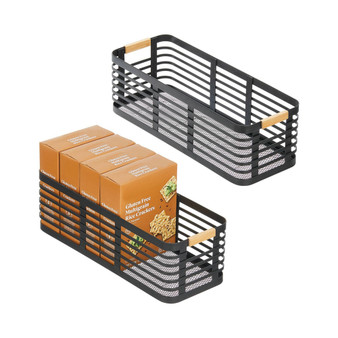 Metal Wire Rustic Small Food Storage Bin Basket - 2 Pack - Black/Natural