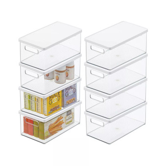 Plastic Storage Bin Box Container, Lid and Handles, 8 Pack