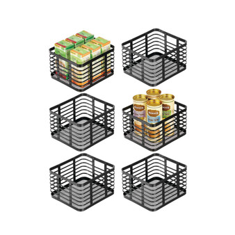 Small Metal Wire Organizer Basket for Kitchen, 6 Pack, Matte Black