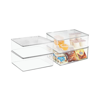 Plastic Kitchen Pantry Food Storage Bin Box, Lid, XLarge - 4 Pack