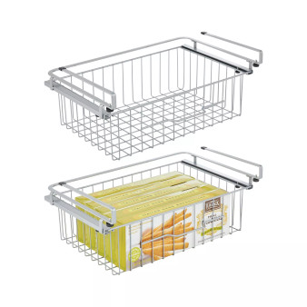 Metal Under Kitchen Pantry Shelf Hanging Bin Basket - 2 Pack