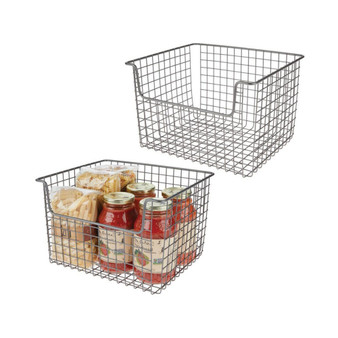 Metal Open Front Kitchen Food Storage Basket, 2 Pack