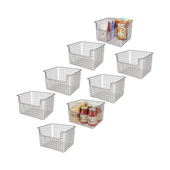 Metal Open Front Kitchen Food Storage Basket, 8 Pack
