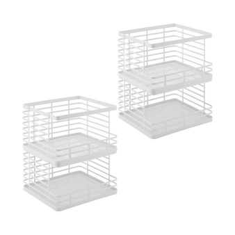 Stackable Open Front Wire Food Organizer Basket, Medium, 4 Pack, Matte White