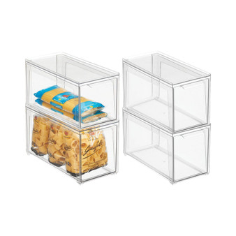 Plastic Stackable Kitchen Pantry Organizer with Drawer, XSmall - 4 Pack
