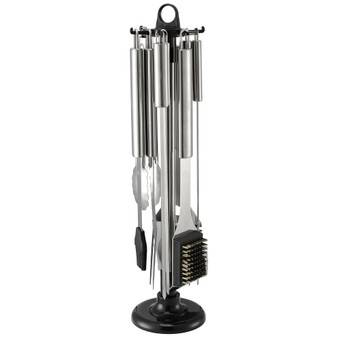 Professional Grade Barbecue Grill Tools with Storage Carousel, Set of 10