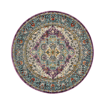 Monaco Violet and Light Blue 6'7" x 6'7" Round Area Rug