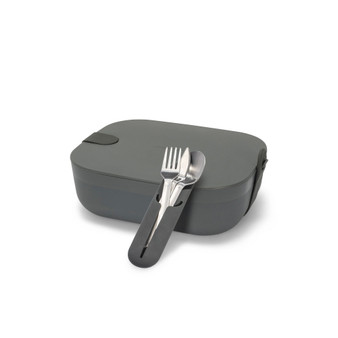 2 Lunch Box + Utensil Set - Charcoal