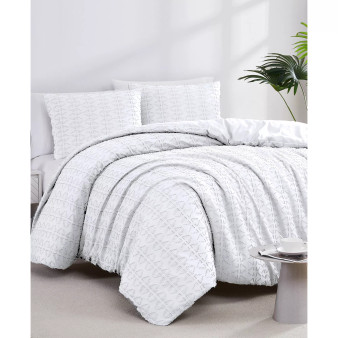 Dhara 3 Piece Textured Duvet Cover and Sham Set, King/California King
