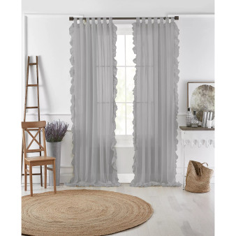 Bella 52" x 84" Sheer Ruffle Curtain Panel