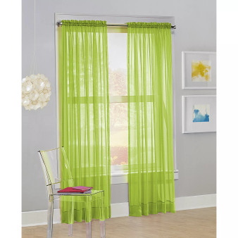 Calypso Voile Sheer Rod Pocket Curtain Panel, 84" L x 59" W