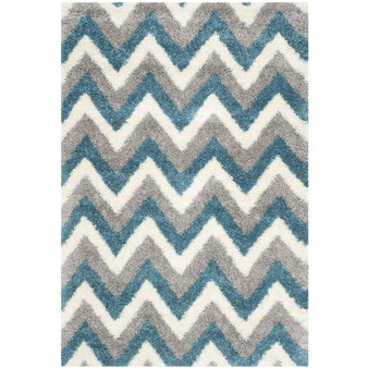 Shag Kids Ivory and Blue 4' x 6' Area Rug