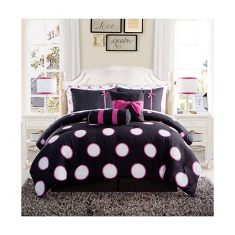 Sophie Polka Dot Bed in a Bag 10 Piece Comforter Set, Full