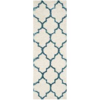 Shag Kids Ivory and Blue 2'3" x 9' Runner Area Rug