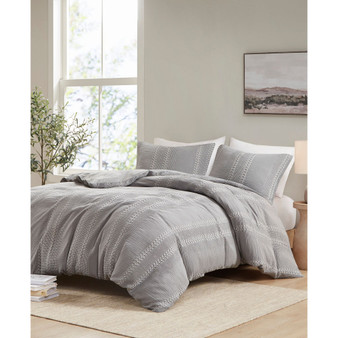 Darby Lightweight 3 Piece Soft Cotton Gauze Waffle Weave Duvet Cover Set, Full/Queen