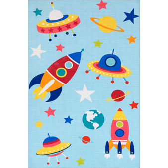 Revel Eddie Outer Space Washable Kids 4' x 6' Area Rug