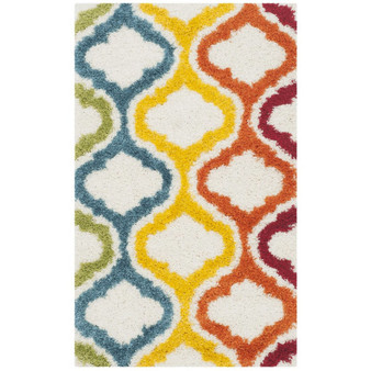 Shag Kids Ivory and Multi 2'3" x 5' Area Rug