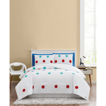 Fuzzy Dot 3 Piece Comforter Set, Full/Queen