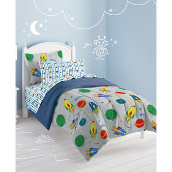 Dream Factory Space Rocket Twin Comforter Set