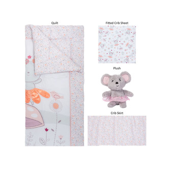 Dancing Mouse Crib Bedding, Set of 4