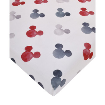 Mickey Mouse Red Watercolor Mini Crib Sheet