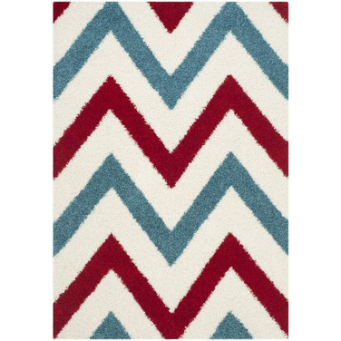Shag Kids Ivory and Red 4' x 6' Area Rug