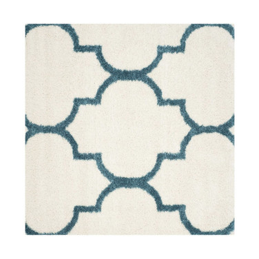 Shag Kids Ivory and Blue 6'7" x 6'7" Square Area Rug