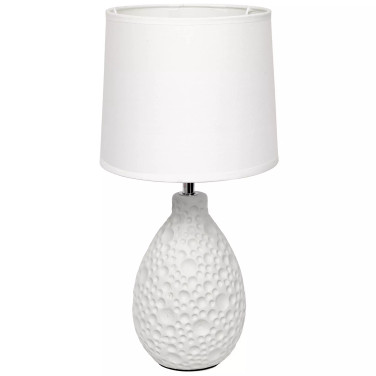 Simple Designs Textured Stucco Ceramic Oval Table Lamp