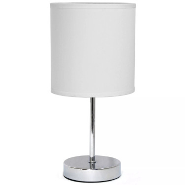 Simple Designs Chrome Mini Basic Table Lamp with Fabric Shade