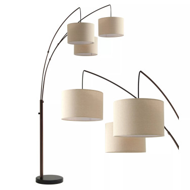 Trilage LED Contemporary Arc Floor Lamp with Marble Base