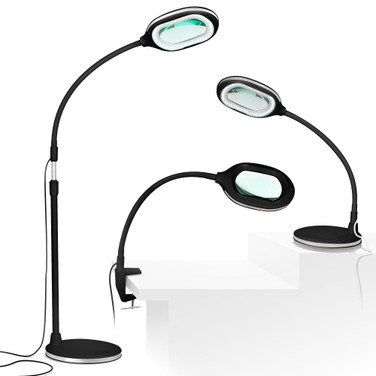 Lightview Pro LED 3-in-1 Magnifier Floor & Desk Lamp Combo - (1.75x) 3 Diopter