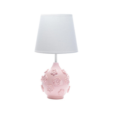 Signature Botanical Baby Pink Floral Nursery Lamp with Shade & Bulb
