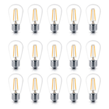 15 Pack Bulbs - S14 Bulb, E26 Base, 1 Watt, 2700K Soft White Hue