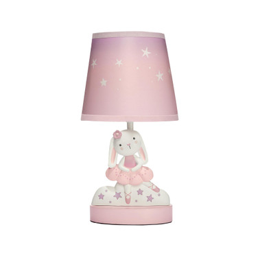 Tiny Dancer Bunny & Stars Pink Nursery Lamp with Shade & Bulb