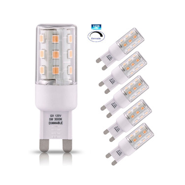 LED-G9-5Tdm-30-6 G9 5W Dimmable LED Light Bulb, Set of 6