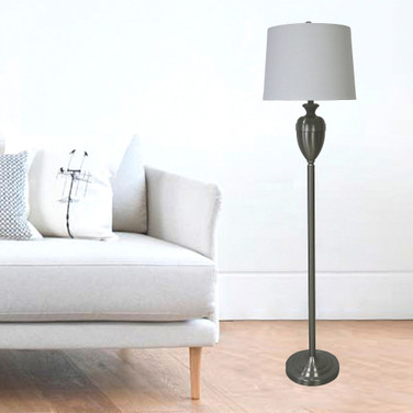 1591BS 61" Brushed Steel Decorative Urn Floor Lamp