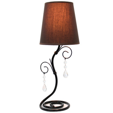 Simple Designs Twisted Vine Table Lamp with Fabric Shade and Hanging Crystals