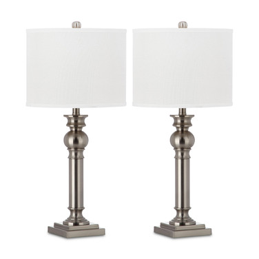 Set of 2 Argos Column Platinum-Tone Table Lamps