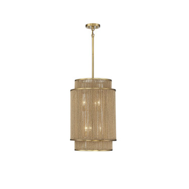Ashburn 6-Light Pendant in Warm Brass and Rope