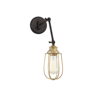 1-Light Wall Sconce In English Rubbed Bronze With Brass Accents