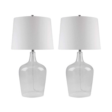 Abbyson Set of 2 Zen Clear Glass Table Lamps
