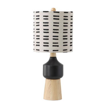 Wood and Ceramic Table Lamp w/ Linen Shade