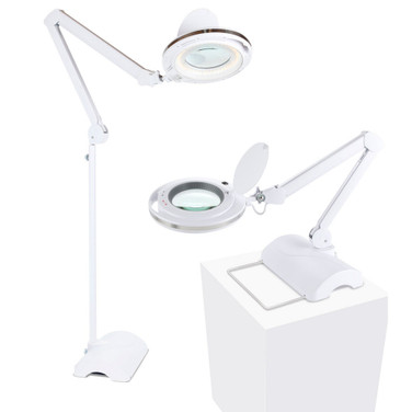 Lightview Pro LED 2-in-1 Magnifier Floor & Desk Lamp Combo (1.75x) 3 Diopter, Color Temperature Changing