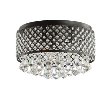 Evelyn 17" 3-Light Crystal Drops/Metal LED Flush Mount