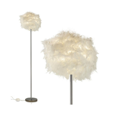 Feather Floor Lamp with Polished Chrome Finish and Foot Switch