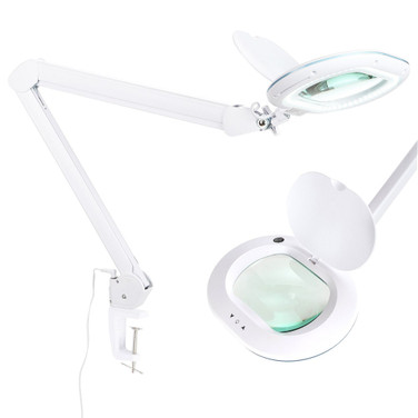 Lightview Pro LED Dimmable Screw Clamp Magnifier Desk Lamp - XL, (2.25x) 5 Diopter