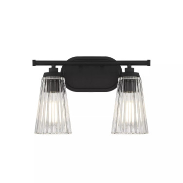 Chantilly 2-Light Bathroom Vanity Light with Clear Fluted Glass Shades (14" W x 10"H)