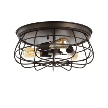 Calvia 15.7" 3-Light Farmhouse Metal Cage Flush Mount