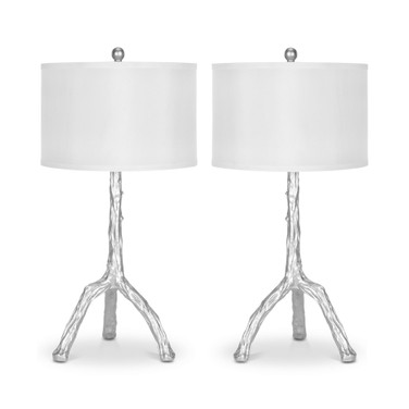 Set of 2 Branch Silver-Finish Table Lamps