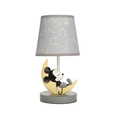 Disney Baby Mickey Mouse Gray Celestial Lamp with Shade & Bulb